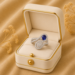PEAR DROP SHAPE CUT 2 PCS COLOUR STONE RING Silver