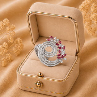 RAJMUDRA EXCLUSIVE RINGS COLOUR STONE GOTALA CIRCLE Platinum